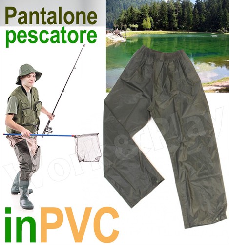 PANTALONE IMPERMEABILE ANTIPIOGGIA PESCATORE PVC BICI SCOOTER PIOGGIA BARCA  | eBay