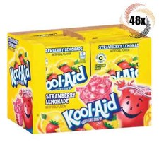 Full Box 48x Packets Kool-Aid Strawberry Lemonade Soft Drink Mix  Caffeine Free