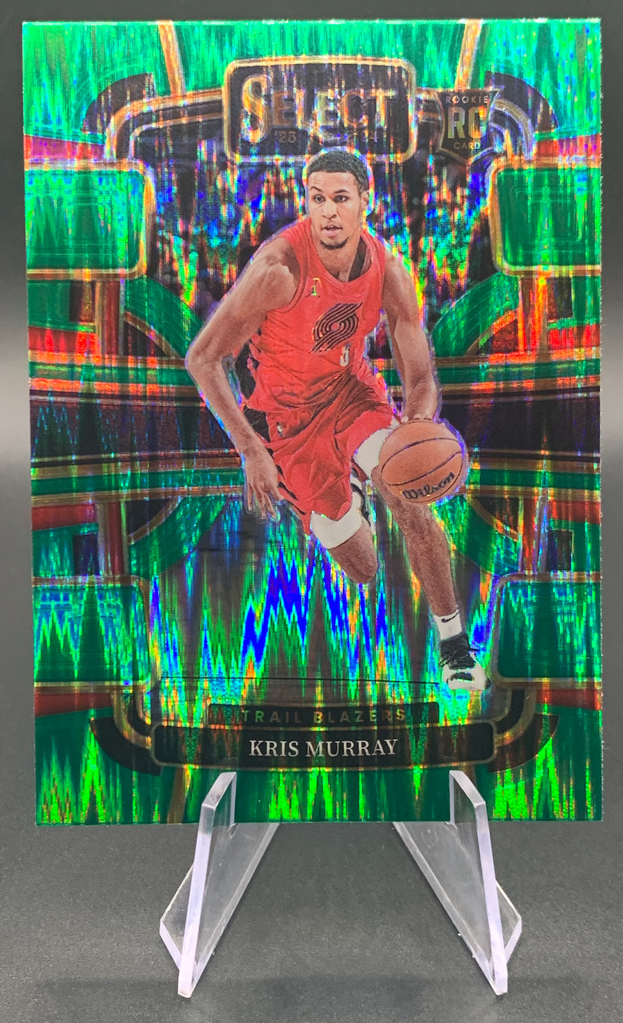 2023-24 Kris Murray RC #91 Panini Select Green Shock Prizm Rookie | Blazers