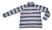 Eddie Bauer Women's High Neck 1/4 Zip LS Striped Sweatshirt Size XL Mauve Combo