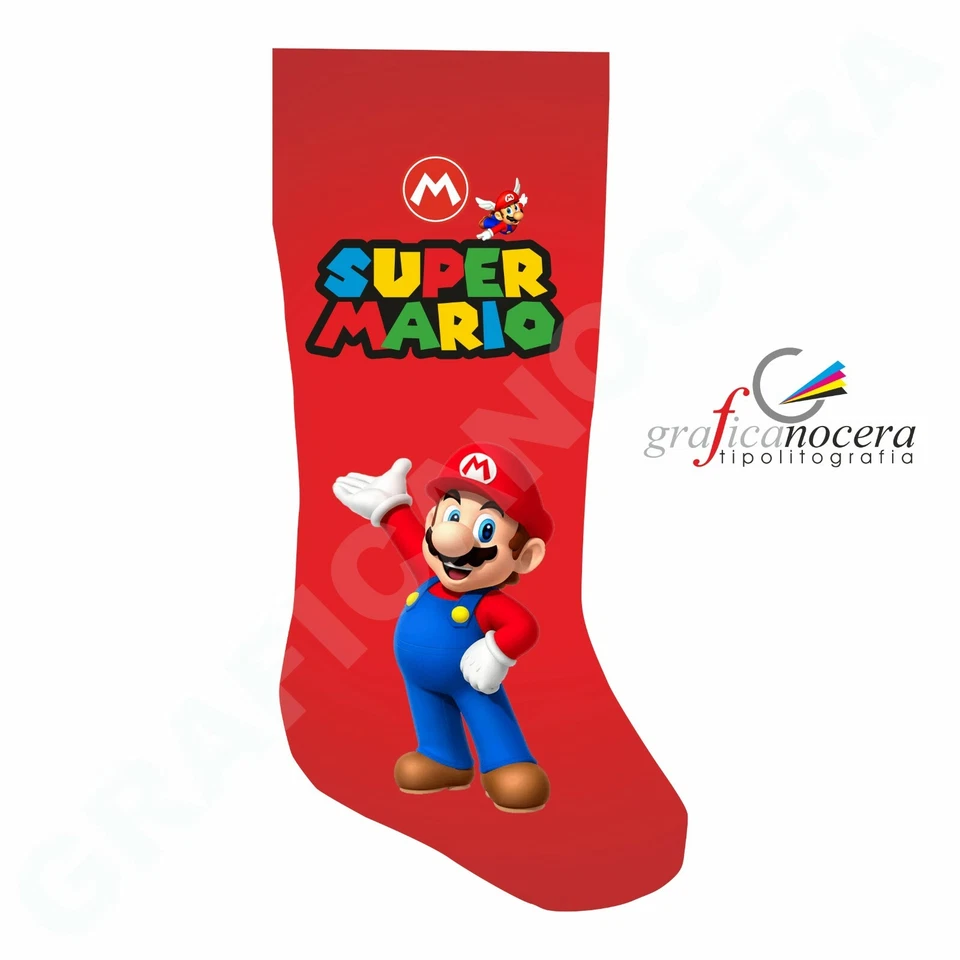 - FATTO A MANO - Calza 50cm Super Mario Bros befana epifania idea regalo bambino