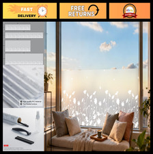 "Frosted Window Privacy Film - Floral Pattern, Sun Blocking, Heat Control, 35.4