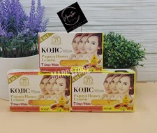 Kojic white Gluta PAPAYA  HONEY 🍯🍋 7days whitening Soap. Clear spot 160g  3Bar
