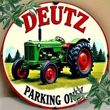 Blechschild rund Deutz Parking only Traktor Vintage Metallschild TEL4488
