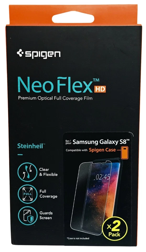 (ЛОТ ИЗ 4) Защитные пленки для экрана Galaxy S8+ упаковка 2 шт. Spigen NeoFlex полное покрытие пленка - Изображение 2 из 2
