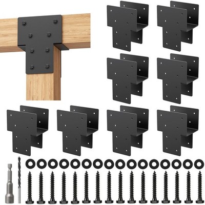 4x4 Post Caps Tie Brackets (Actual 3.5''x3.5'') -8 Pack Heavy Duty Galvanized S...