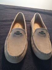 Coach Mary Lock Up Driving Slip On Loafers, Tan Suede Size 8B