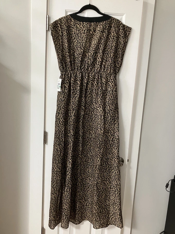 Michael Kors NWT Swimsuit Coverup Long Cotton Sz L Khaki/Black Animal Print - Image 2 of 4