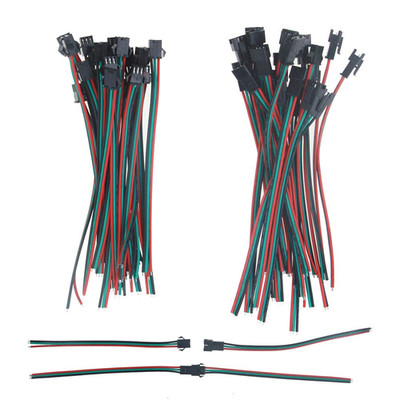 20 Sets 3 Pin JST SM Male Female Plug LED Connector Cable 15Cm 20Awg Wire for WS