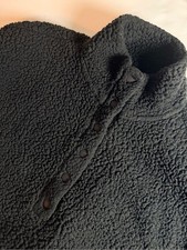 Aerie 1/2 Snap Sherpa Pullover Sweatshirt Size Small Black Cozy Soft
