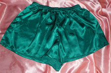 L Victoria's Secret Glossy Satin Tap Panty Emerald Green Vintage Gold Label
