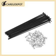 1Set 14G 187mm Length Bicycle Spokes Nipple Carbon Steel Black Universal