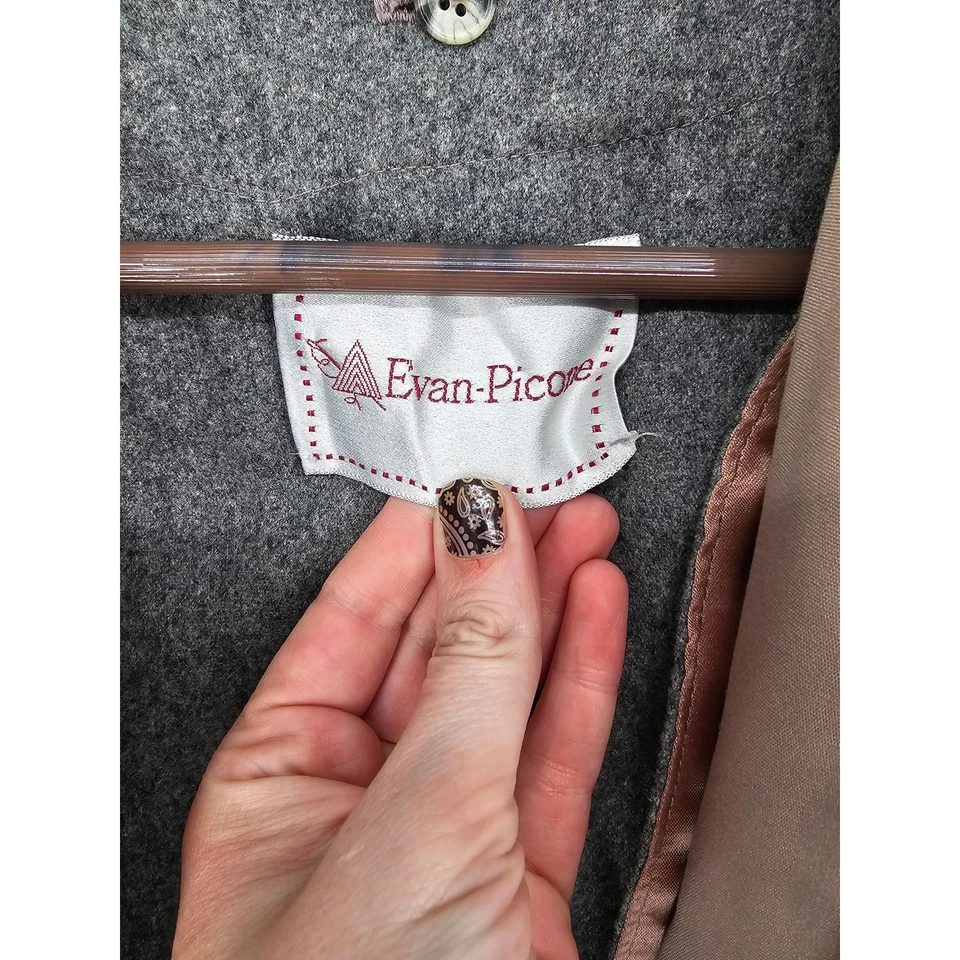 Gabardina clásica Evan Picone color caqui tostado forrada gruesa vintage talla LG Foto 3 de 4