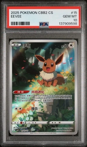 PSA 10 Pokemon Eevee Gem Pokemon Vol. 2 cbb2C Chinese Holo 01 15/15 Gem Mint