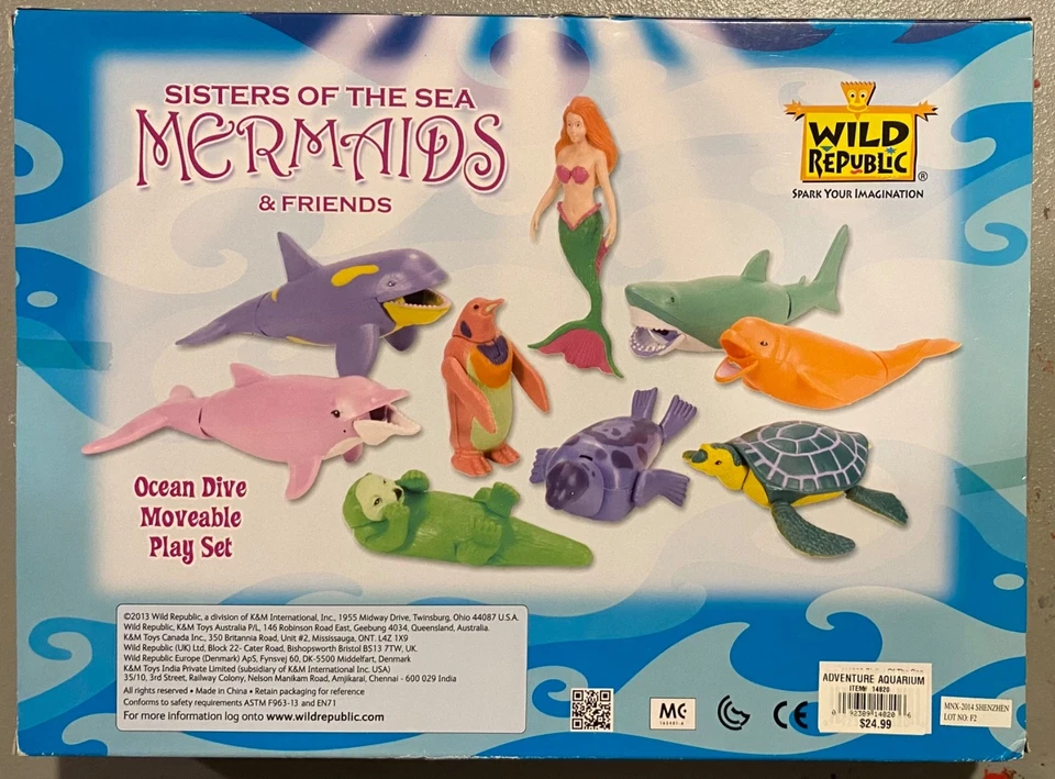 NIB WILD REPUBLIC SISTERS MERMAIDS & FRIENDS OCEAN DIVE MOVEABLE PLAYSET 9 PC - Image 2 of 4