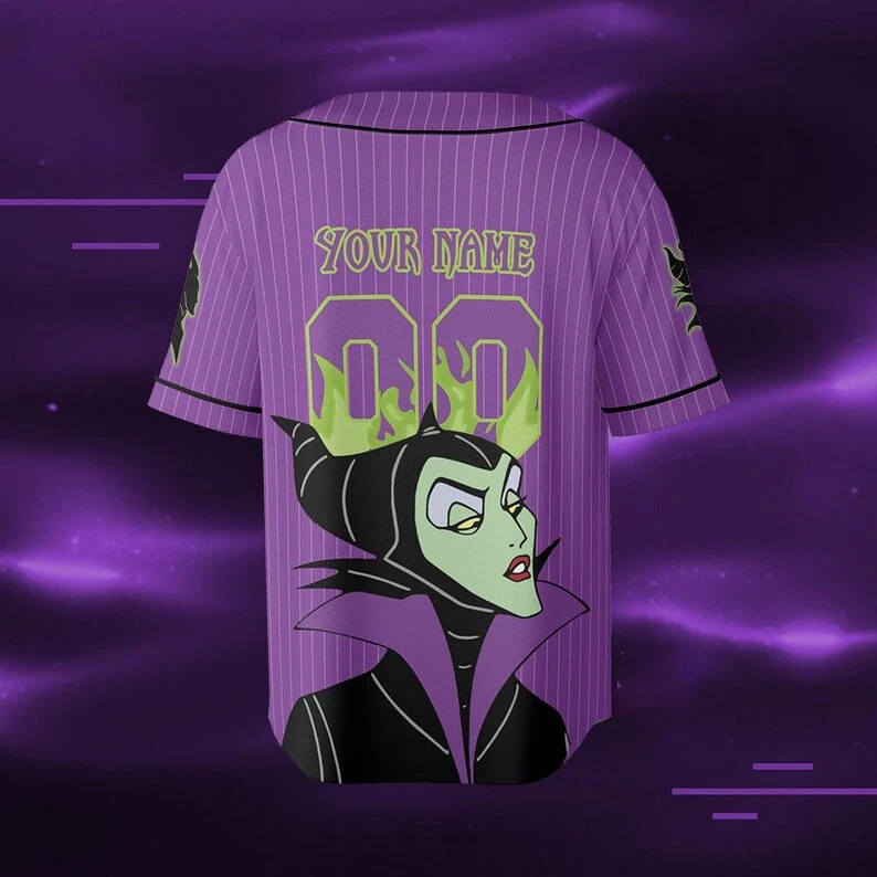 Personalized Happy Halloween Maleficent Sleeping Beauty Baseball Jersey Shirt