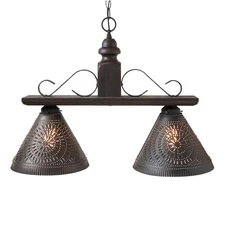Wooden Wellington Medium Island Light in Black