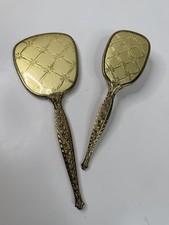Vintage Ornate 1950s Vanity Set Mirror Brush Gold Plated Gold Tone glamour