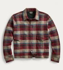 RRL Ralph Lauren Plaid Red Trucker Wool Jacket Newsboy Jacket Men's S Small