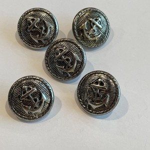 Set Of 5 Vintage Anchor Maritime Jacket Suit Buttons Metal 3/4”