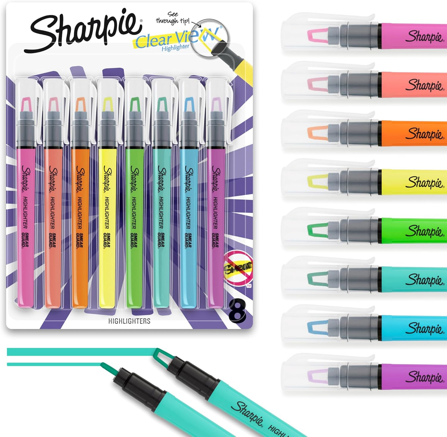 Sticks, Chisel Tip, Assorted Fluorescent, 8 Count - Schoo