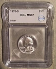 1976 S - Bicentennial Washington Quarter Silver - ICG MS67