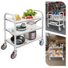 3 Tier Rolling Kitchen Island Trolley Cart Storage Serving Shelf Dining 400LBS