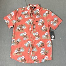 Volcom Warbler Floral Hawaiian Short Sleeve Button Up Shirt Mens Medium