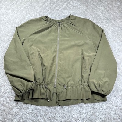 Zara Basic Outerwear Jacket Women's Small Olive Green Drawstring Bomber Edgy