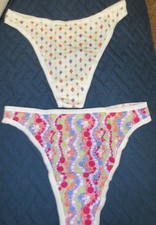 vtg 90's FRUIT the LOOM COTTON HI CUT THONG BUBBLES bikini panties sz M/6 lot 2