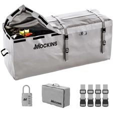 Mockins 16 Cu.Ft. Gray Trailer Hitch Cargo Carrier Bag | 58"x20"x24" Abrasion...