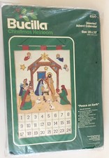 Vtg Bucilla Advent Calendar Kit Peace On Earth Nativity Christmas Manger 82017