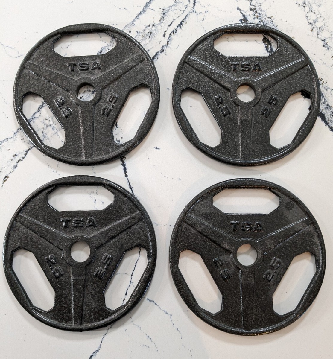 4x TSA Pound Grip Gray Barbell Dumbbell Weight Plates 1