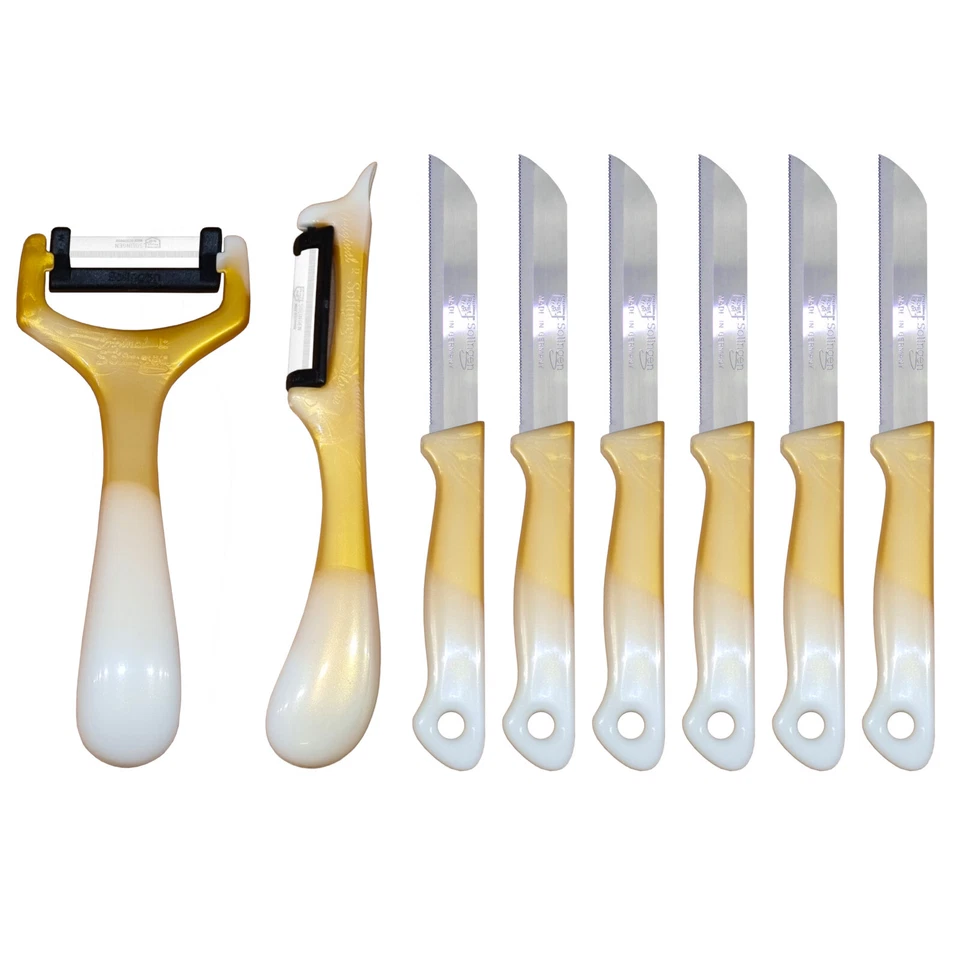 SOLINGEN Germany 6x Obstmesser mit Wellenschliff, 1x Querschäler, 1x Sparschäler - Bild 4 von 4