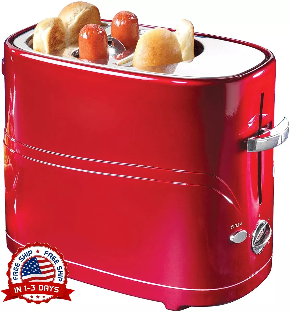 Maquina Para Hacer Hotdogs Perros Calientes Tostador Estilo Retro Con Minipinzas