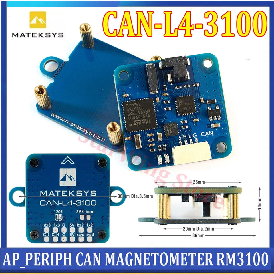 MATEK CAN-L4-3100 AP_PERIPH CAN Magnetometer RM3100 DroneCAN Protocol for RC - Image 2 of 4