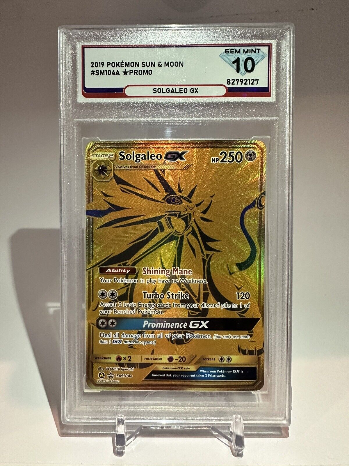 Mavin  Pokemon - Solgaleo gX (Hidden Fates) Shiny Full Art Gold Promo  SM104a