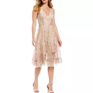 xscape lace midi dress