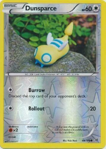 Pokemon, Roaring Skies,  Dunsparce - 68/108 -  Reverse  Holo  - New, NM/M