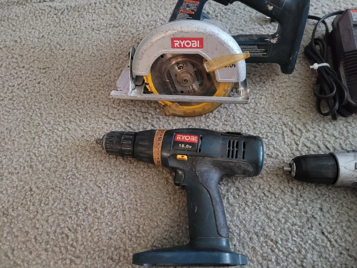 Ryobi 18v Drills Hp1802m P277 Cth1802 Saws P501 R10633 Charger P118 And Bag