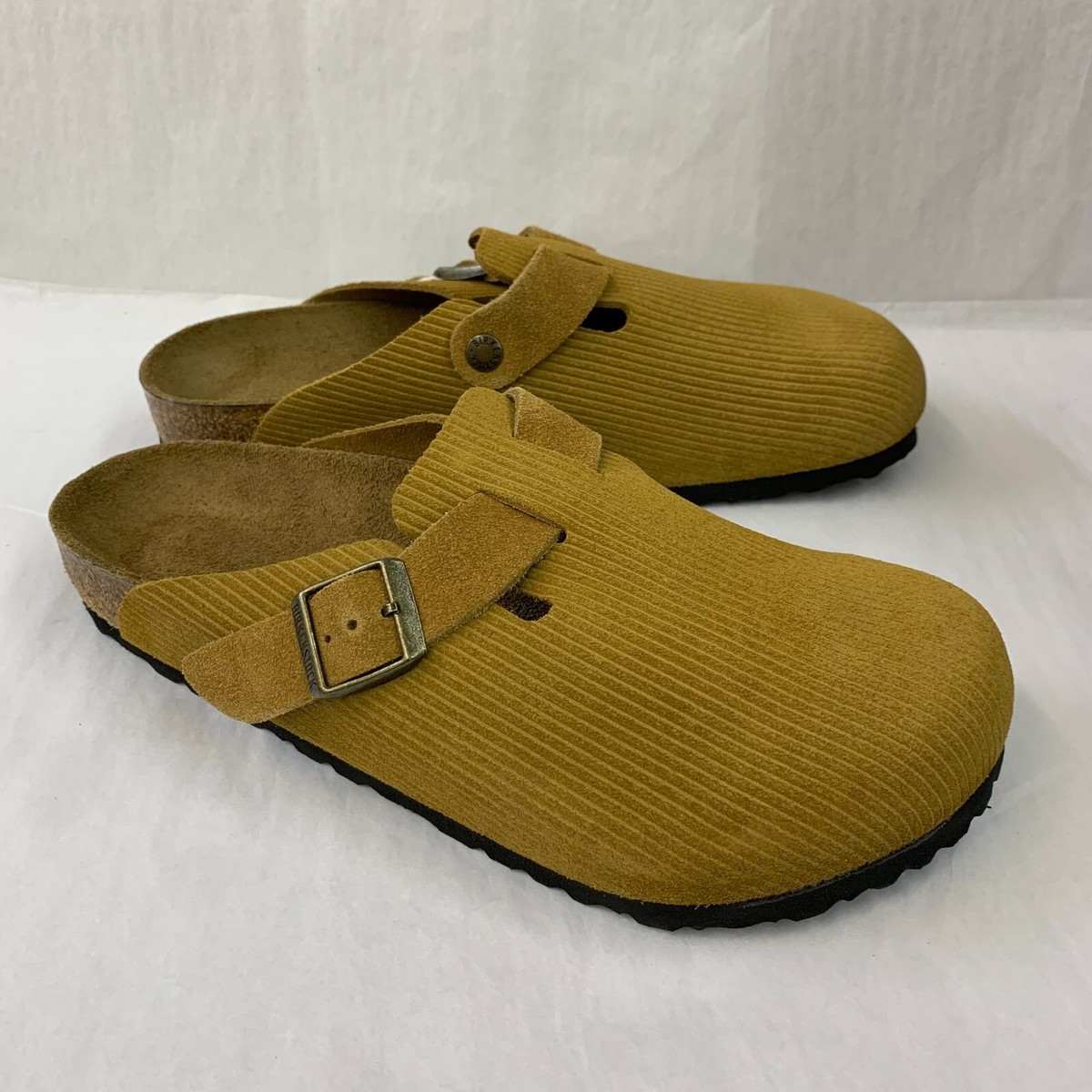 Birkenstock New w/ Box Arizona Corduroy Cork Brown Suede Embossed Leather Nar Birkenstock Arizona Suede Embossed Narrow Flip-flops Wmn  main image 3