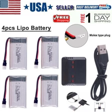 4 PCS 3.7V 1S 650mAh 25C LiPo Battery MX2.0-2P plug for RC Mini Helicopter Drone