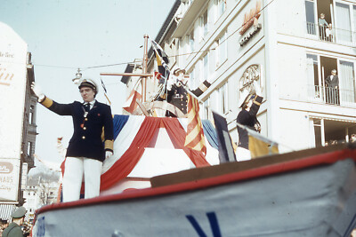 WOMEN SAILORS ON BOAT PARADE FLOAT, WIESBADEN CARNIVAL, 1950's PHOTO SLIDE
