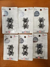 6 Pks of 2: Scunci Real Style Jaw Clips Flower Bling Studded (5300) R7P7b