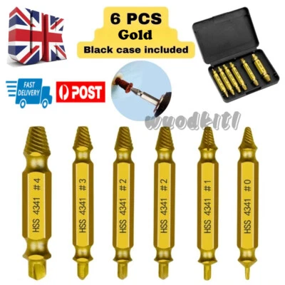 6PCS Broken Damaged Screw Extractor Remover Set Stripped Head Screws Nuts Bolts