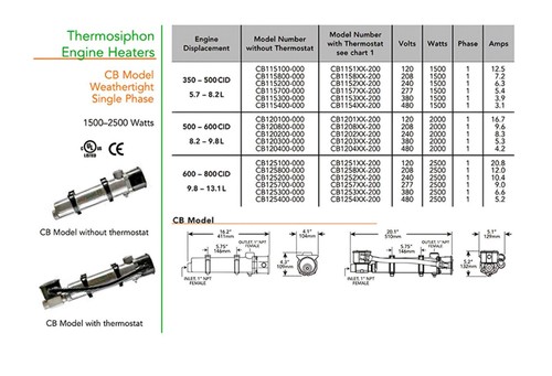 CB125210-200 Hotstart Alta Capacidad Calentador de Circulación Motor CB1252A3-200 - Imagen 10 de 16