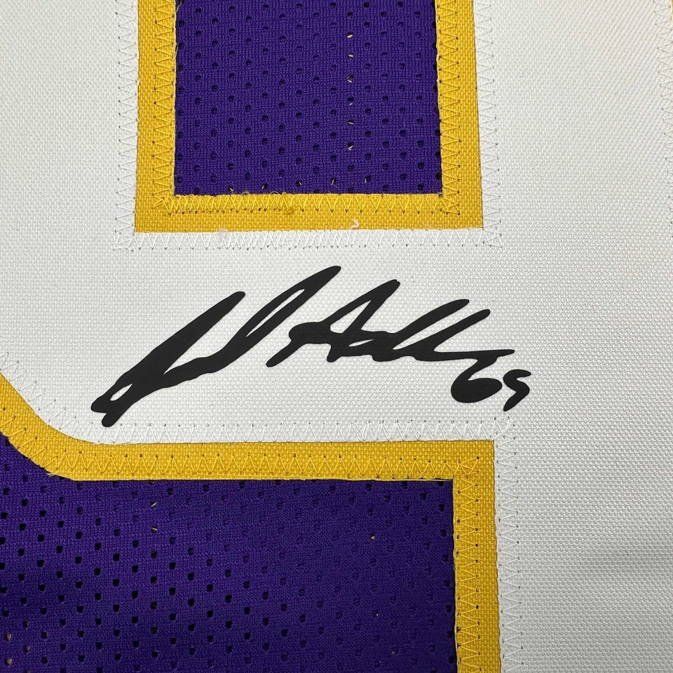 Camiseta deportiva facsímil autografiada Jared Allen Minnesota púrpura reimpresión talla XL para hombre Foto 2 de 4