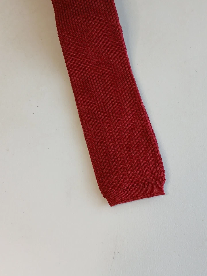 Vintage STAFFORD Square End Knit Neck Tie Dark Red Burgundy ~ Preowned - Image 2 of 4