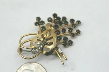 Vintage CRC Co.12K Gold Filled Brooch PENDANT BLUE Red Clear Rhinestone R2