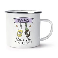 Beware VerrüCkte Wein Damen Retro Emaille Becher Tasse - Lustiger Witz Drunk